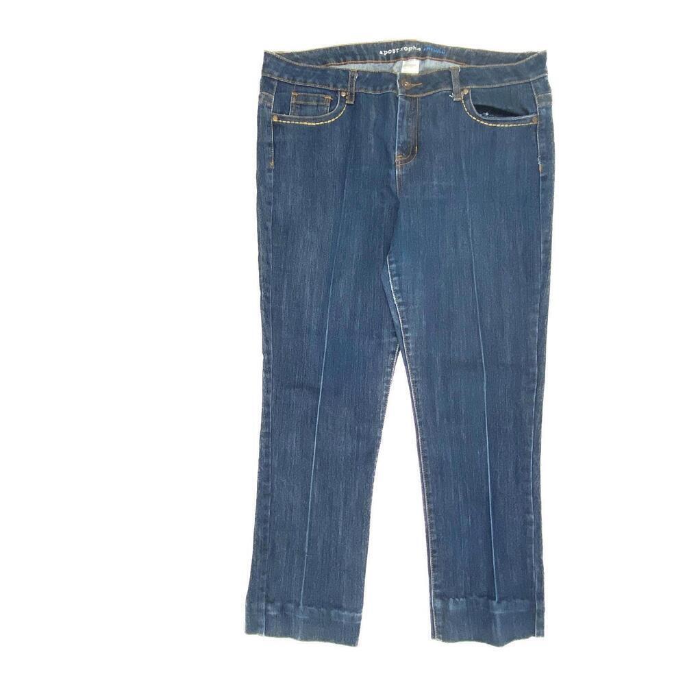 Apostrophe Straight Leg Women's size 16P Dark‎ Wash Blue Denim Jeans